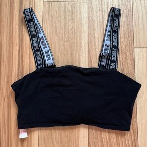 Victoria Secret Pink Black Cotton Logo Bralette Size Medium